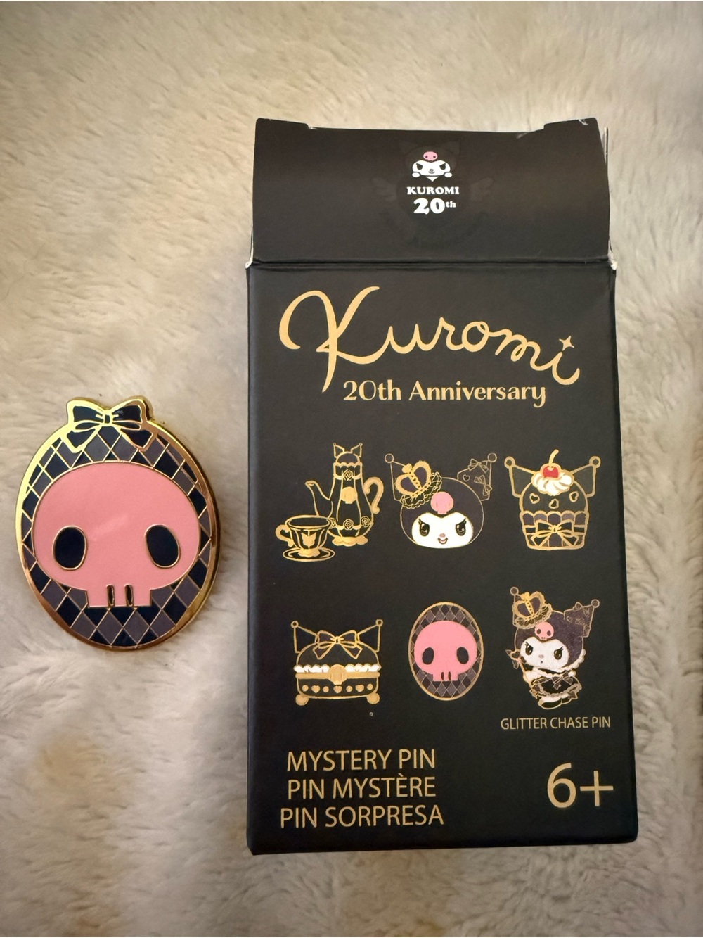 Sanrio Kuromi Black and Pink 20th Anniversary Pin Set